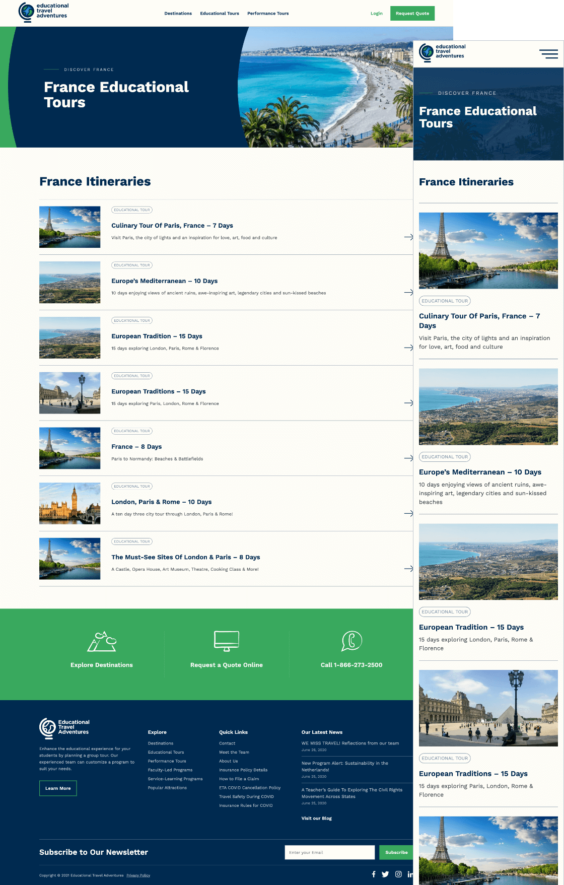 ETAdventures Web Design Itineraries