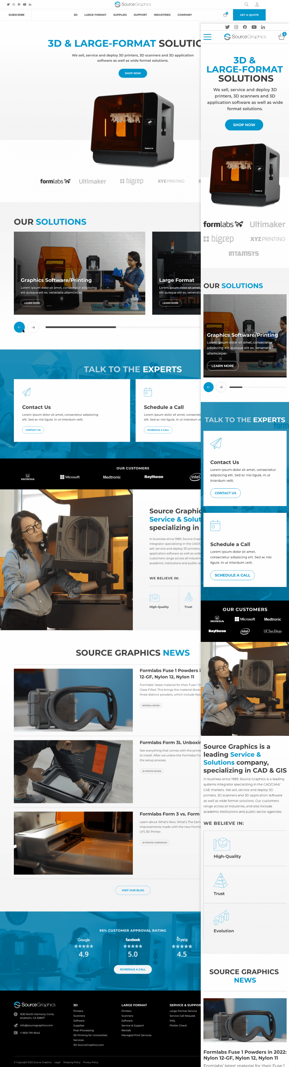 Homepage responsive Source Graphics eCommerce Web Design